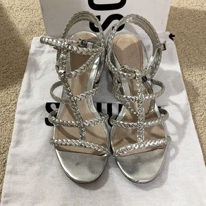 Schutz Clarcie Braided Metallic Leather Sandals